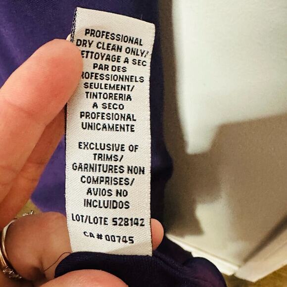 JS COLLECTION Eggplant Purple Lace Back Mermaid Ottoman Style Gown Dress - Picture 16 of 16